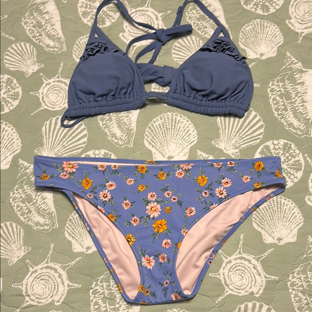 Floral Blue Bikini Set